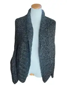 Womens Hinge Charcoal Gray Thick Cardigan Chunky Small Shawl Collar Sweater  M/L