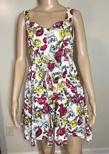 Hot Topic‎ Dress Skulls Floral Sundress Womens Medium Unique Punk