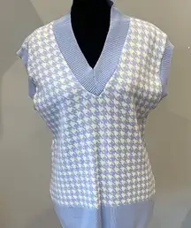 Blue and White Houndstooth Sleeveless Sweater prettylittlething small