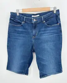 Levi's Shorts Women 31 Blue Dark Indigo Moon Denim Bermuda Cotton Blend