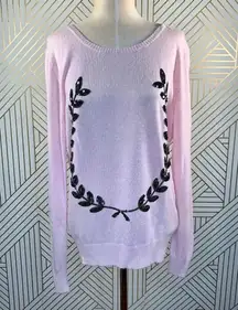 Wildfox Laurel Wreath‎ Sequin Sweater in Pink