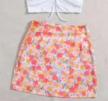 NWOT 2 Piece Floral Skirt/White Crop Top Set