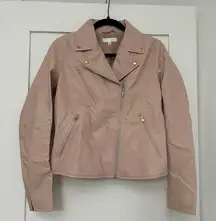 Uniqlo Pink Faux Leather Moto Biker Jacket Sz S