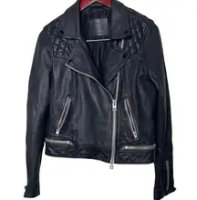 All saints Conroy Distressed Leather Biker Jacket sz S