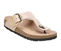Birkenstock Gizeh Big Buckle Natural Leather Patent High Shine Light Beige EU 37