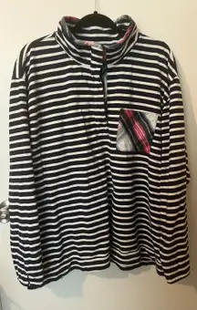 Women's Striped 1/4 Button Pullover Sweatshirt Plus Size 4x