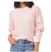 1 State balloon sleeve soft stretch cable knit sweater L