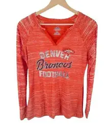 Majestic  long Sleeve Tee shirt burnout Denver Broncos Football Orange Medium