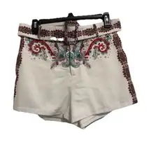 The Sang Women Ivory Shorts Size Medium‎ Floral With Belt