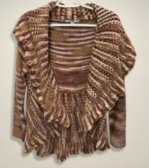 Ya Los‎ Angeles Cardigan Cowl Collar Hi-Low Hem Crocheted Knit Multicolor W M/L