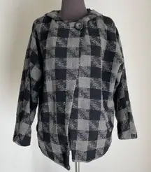 Forever 21 sz S Long sleeve plaid‎ hooded w pocket jacket hoodie