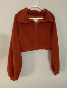 NWT BDG Teddy Pullover Quarter Zip Fleece Crop Sweatshirt Brown Teddy Soft S M L