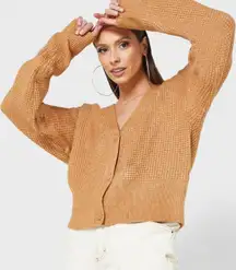 | Waffle Stitch Crop Cardigan