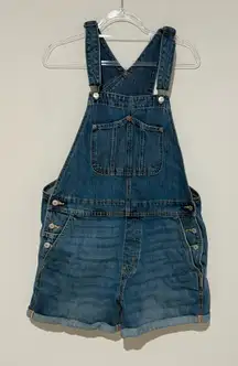 Old Navy Slouchy Shorte Denim Jean Shortalls Bib Overalls Size‎ Large