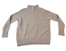 Magaschoni 100% Cashmere Sweater Sm Taupe‎ Brown Funnel Neck Pullover Minimalist