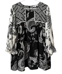 Rose+Olive Floral Paisley Long Sleeve Flowing Blouse Ruffle Sleeves Size 2X Boho