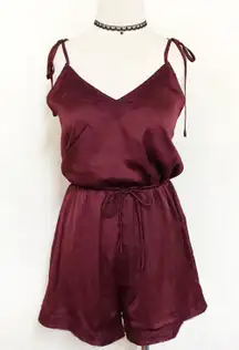 Satin Lace Bow Shoulder Tie Romper