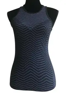 Athleta‎ Womens Tank Top Size XS Black Gray Finish Fast Chevron Print Ruched