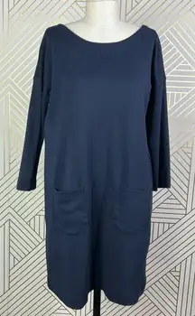 Hobbs London Navy Blue Zip Shoulder Pocket Shift Dress Size US 6