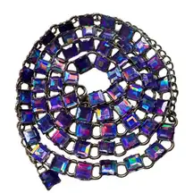 Rare Quality 40” Long Purple Iridescent Link Necklace Vintage 90s Style