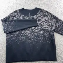 Athleta Sweater Size L Black Beige Extra Fine Merino Wool Blend‎ Pullover Casual