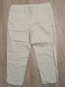 🆕 Lane Bryant Plus 22 3X Khaki Gold Print Crop Leg Dress Pants Trousers NEW