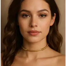 Gold Beaded Choker Necklace Minimalist Adjustable Dainty Jewelry Elegant NWT