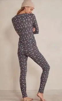 NWT Free People Intimately Free Home Alone Long Johns In Grey Motif Combo  $98 MSRP 