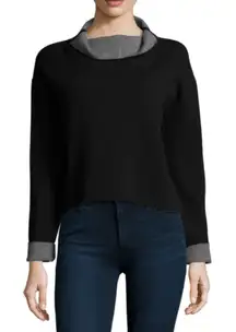 Milly Black Grey Mock‎ Neck Sweater