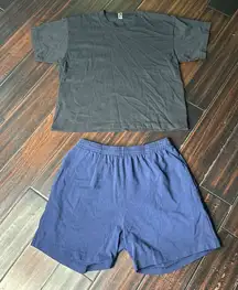 Cropped tee shirt and shorts set Los Angeles Apparel casual basic cotton