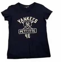 Navy Blue Yankees Pettitte 46 V‎ Neck T Shirt Women's Medium Cotton