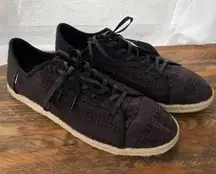 TOMS Lena Arrow Embroidered Black‎ Sneakers Espadrille Style NWT Women's Sz 12