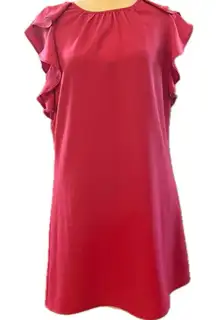 Duffield Lane Ruffle Sleeve Lined Midi Dress Raspberry Pink Size XS