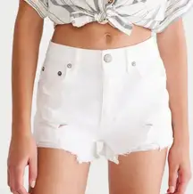 High Rise White Jean Shorts