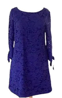 Vince Camuto Royal Blue Floral Lace Long Sleeve Dress