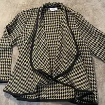 Laura Michelle Cardigan Womens M Houndstooth Open Front Draped Sweater FW17363