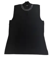 Spense Sleeveless Top Keyhole Embellished Mock Neck Knit Tank‎ Top Size M