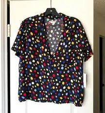 Reformation Top Cuba Party Travel Vacation Polo Button-Down Fiesta L NWT