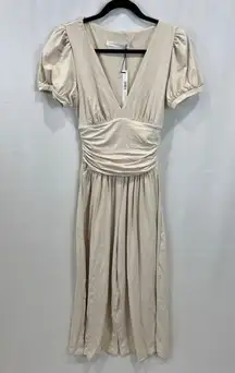 Susana Monaco Short Sleeve V-Neck Jumpsuit in Blanched Almond