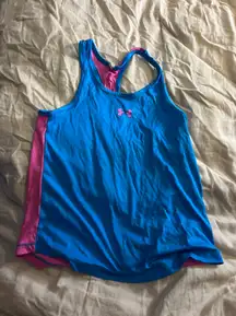 Athletic Underarmor Pink Blue Razor Back Tank Top YMD