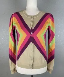 Moschino Cheap Chic Button Up Cardigan Sweater Size 4 Retro Stripe Lightweight