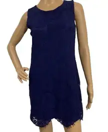 Buttons Navy Blue Lace Lined Mini Dress Size S