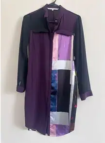 Rachel Roy Color Block Button Up Long Sleeve Dress Size Small