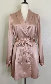 L'Academie Pink Satin Double Breasted Button Blazer Dress, Sz Medium