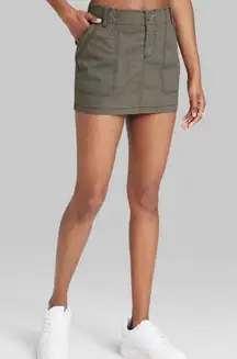 Cargo Olive Green Mini Skirt Small S