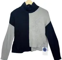 Abercrombie & Fitch Gray Knit Colorblock Mock Neck Turtleneck Sweater Size XS