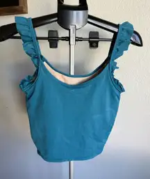 Kortni Jeane Flutter Sleeve Strap Tankini Swim Top Smoothing Modest Size Medium