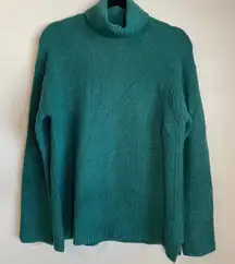 J. Crew Alpaca Merino Wool Turtleneck Sweater Sz XS Green Soft Warm Cozy Oversiz