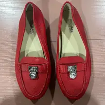 Michael Kors Hamilton Red Leather Moccasins Loafers