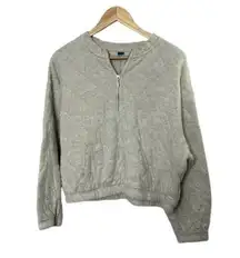 Old Navy Light Gray 1/2 Zip Cropped Pullover Sweatshirt Women's Large